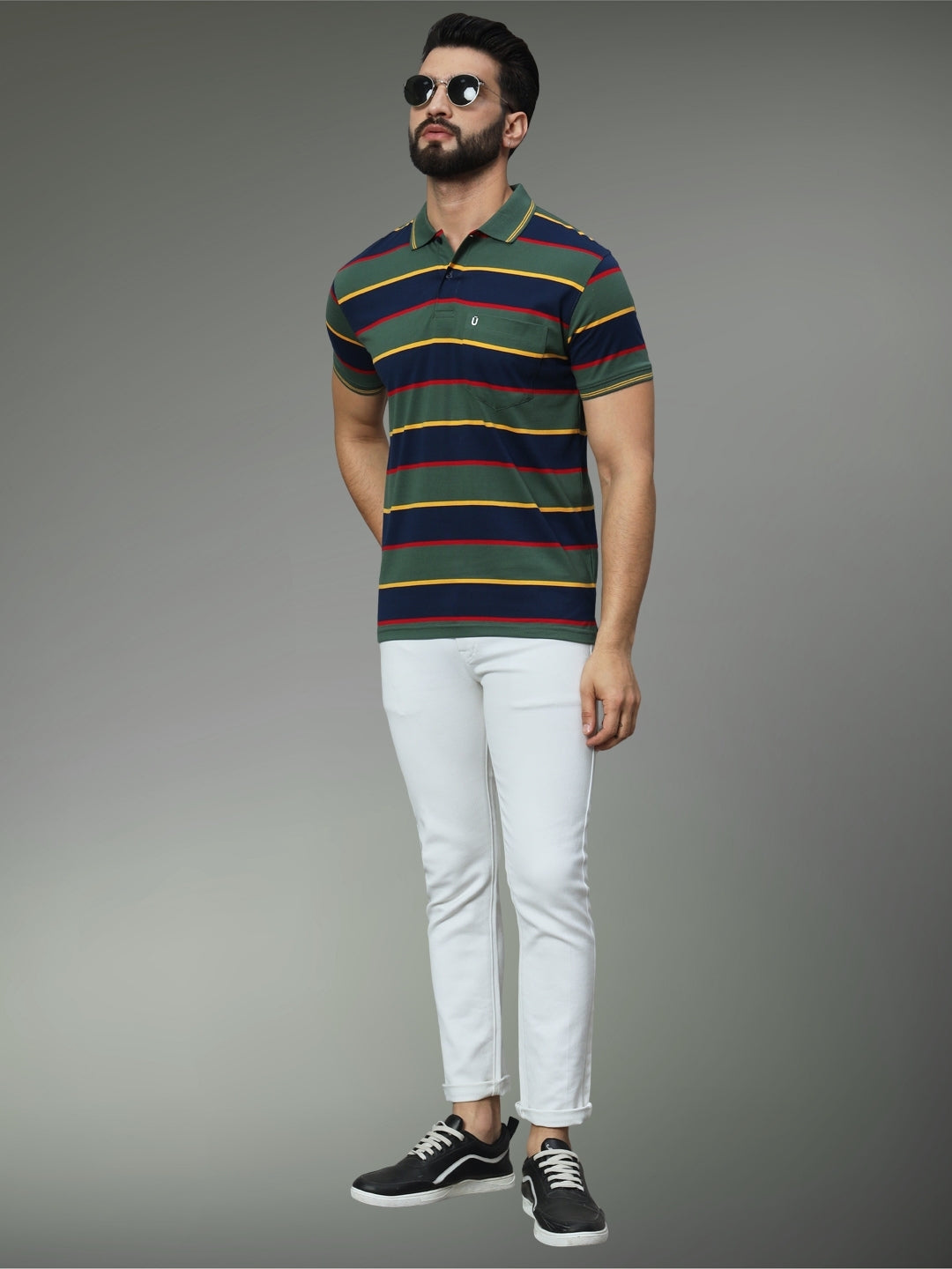 Men Striped Polo