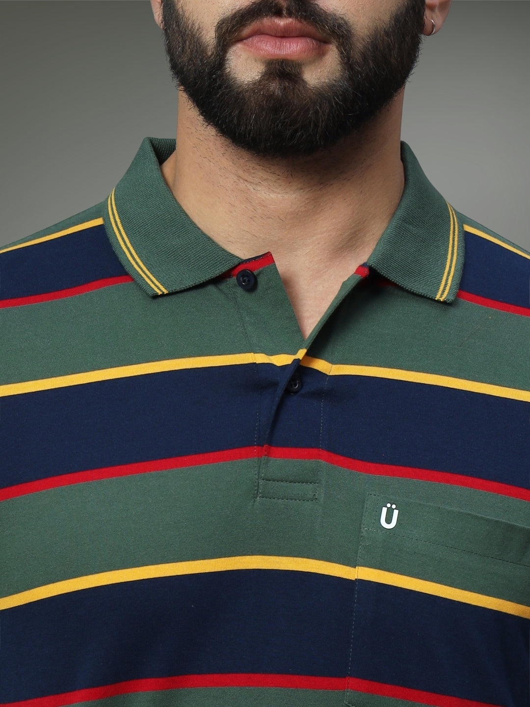 Men Striped Polo