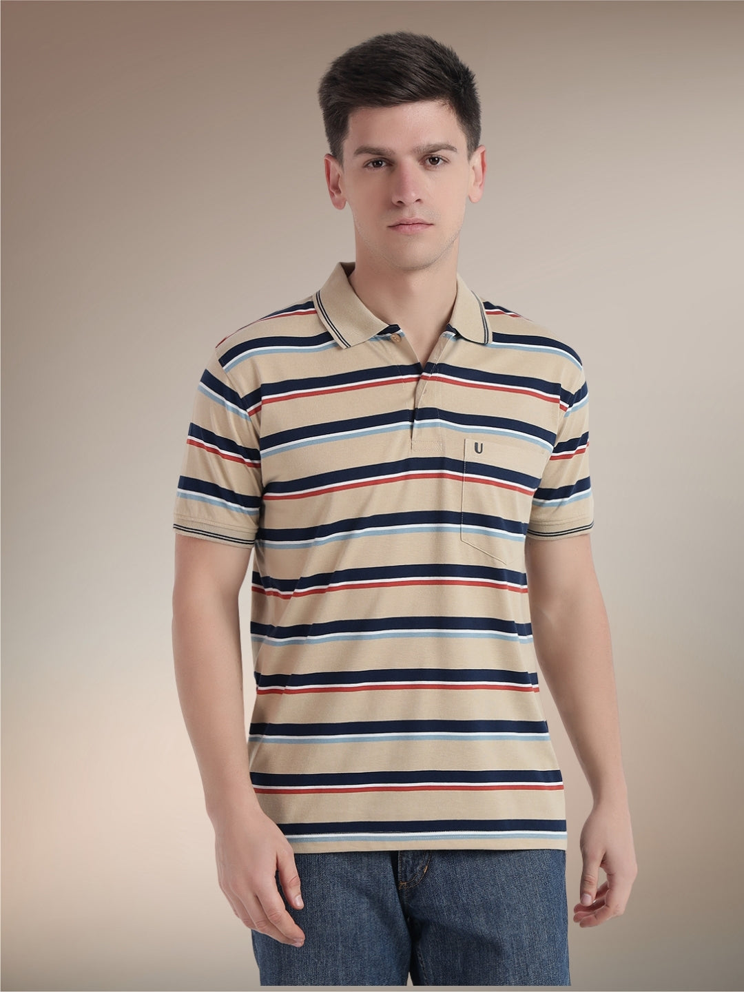 Men Striped Polo