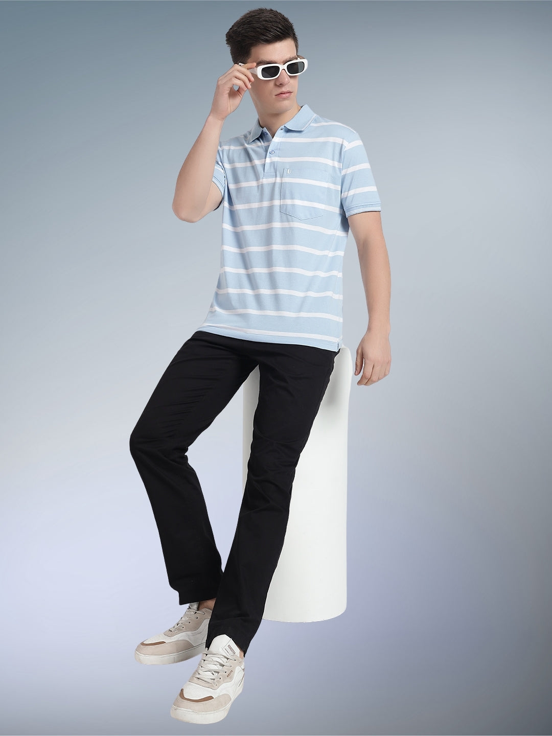 Men Striped Polo