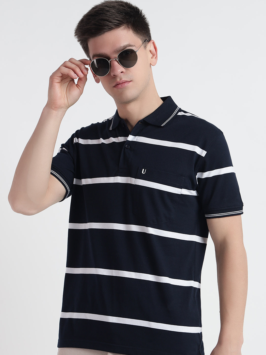 Men Striped Polo