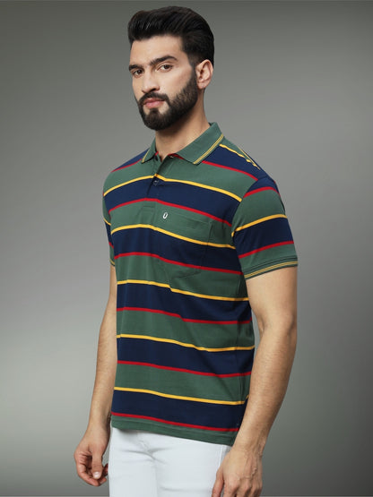 Men Striped Polo