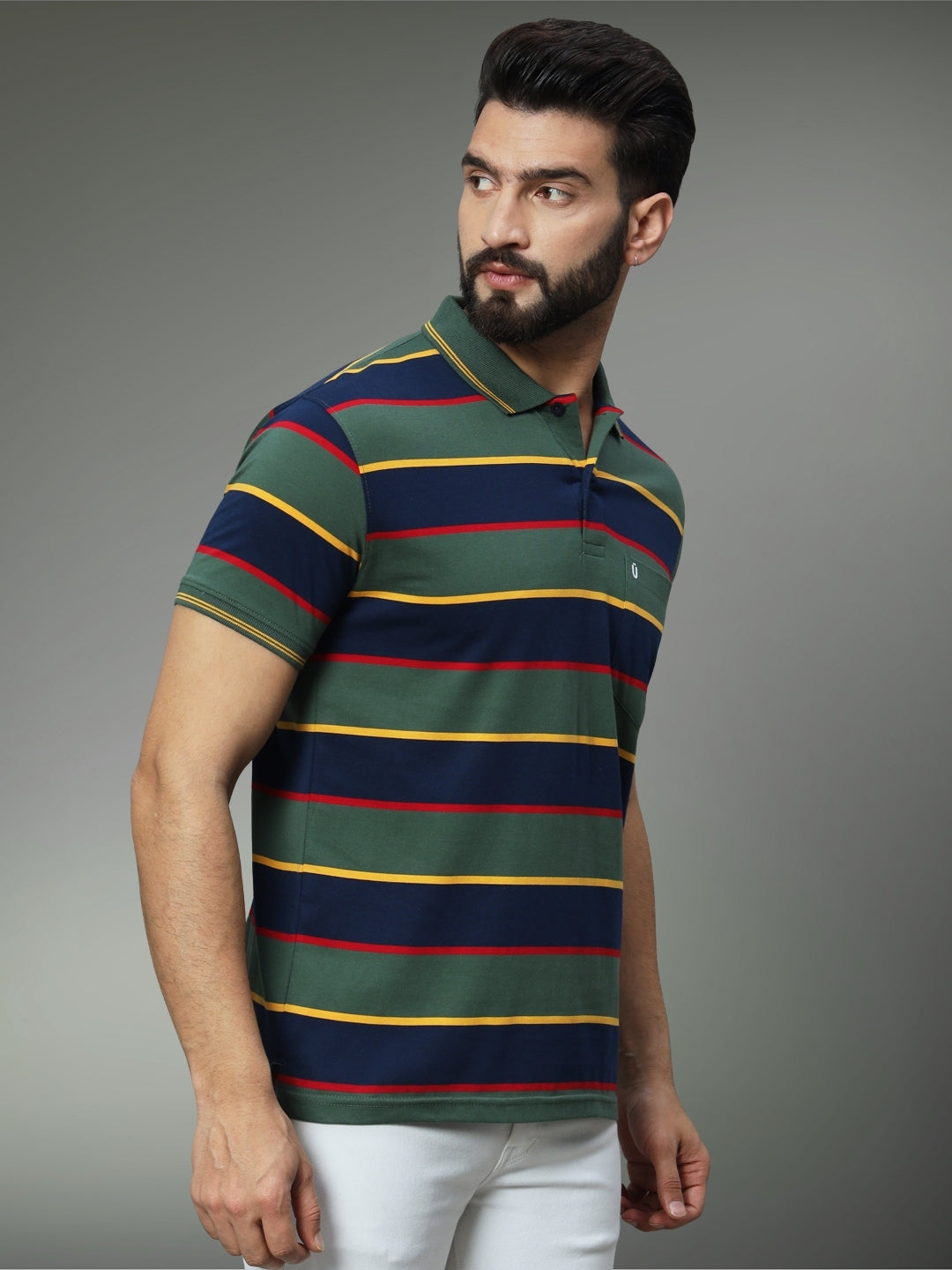 Men Striped Polo