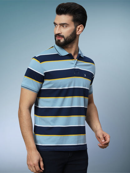 Men Striped Polo