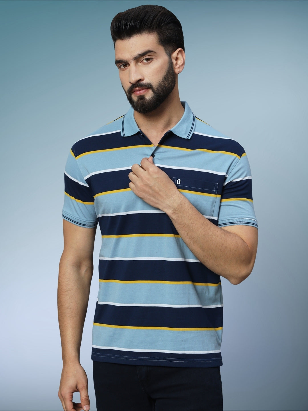 Men Striped Polo