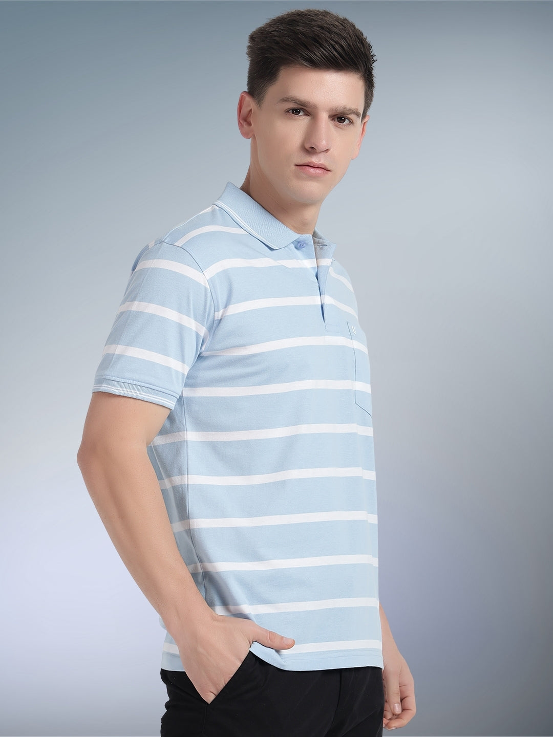 Men Striped Polo