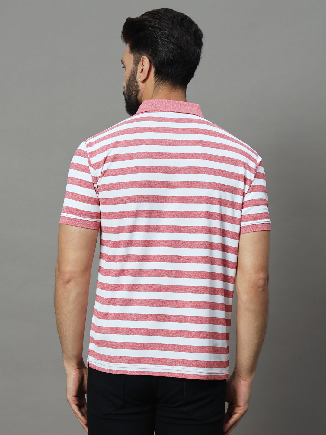 Men Activewear Striped Polo