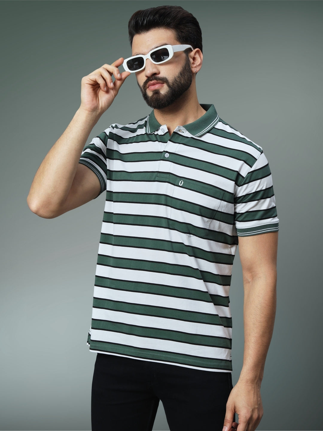 Men Striped Polo