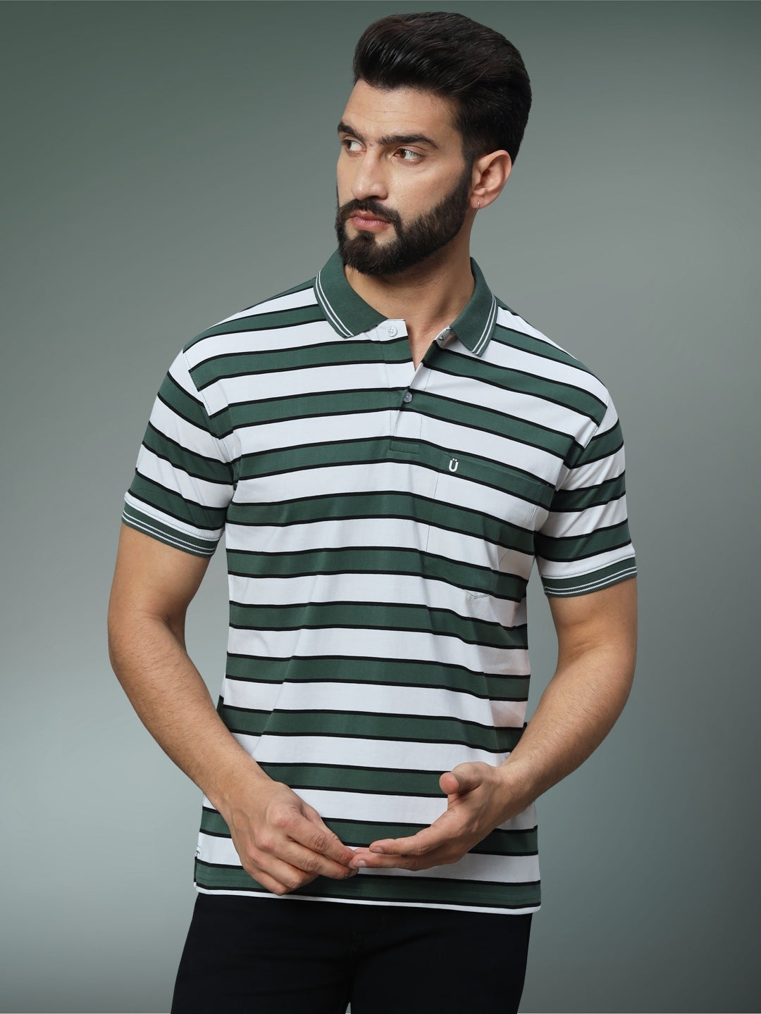 Men Striped Polo