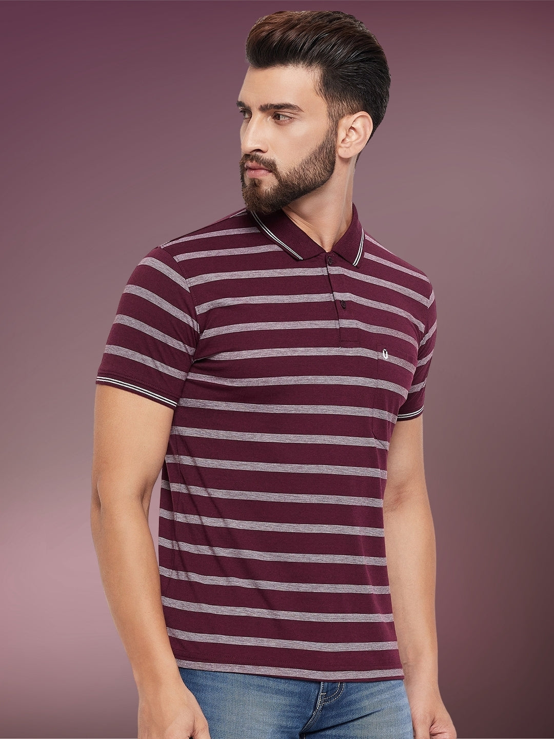 Men Striped Polo