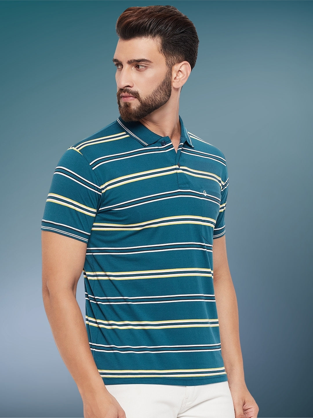 Men Striped Polo