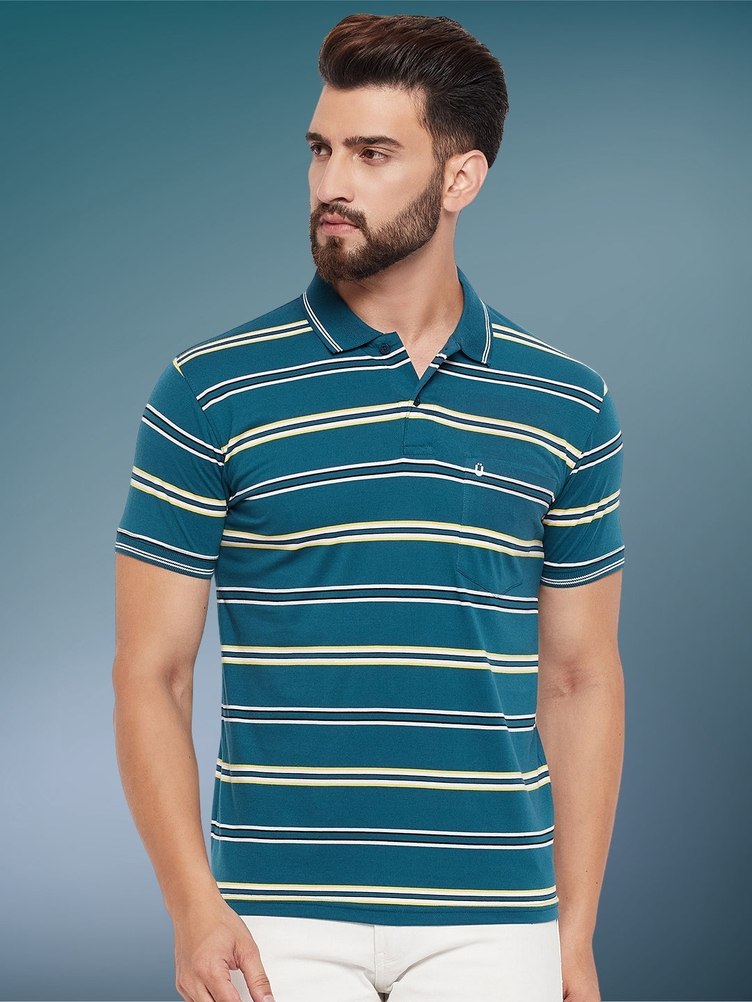 Men Striped Polo
