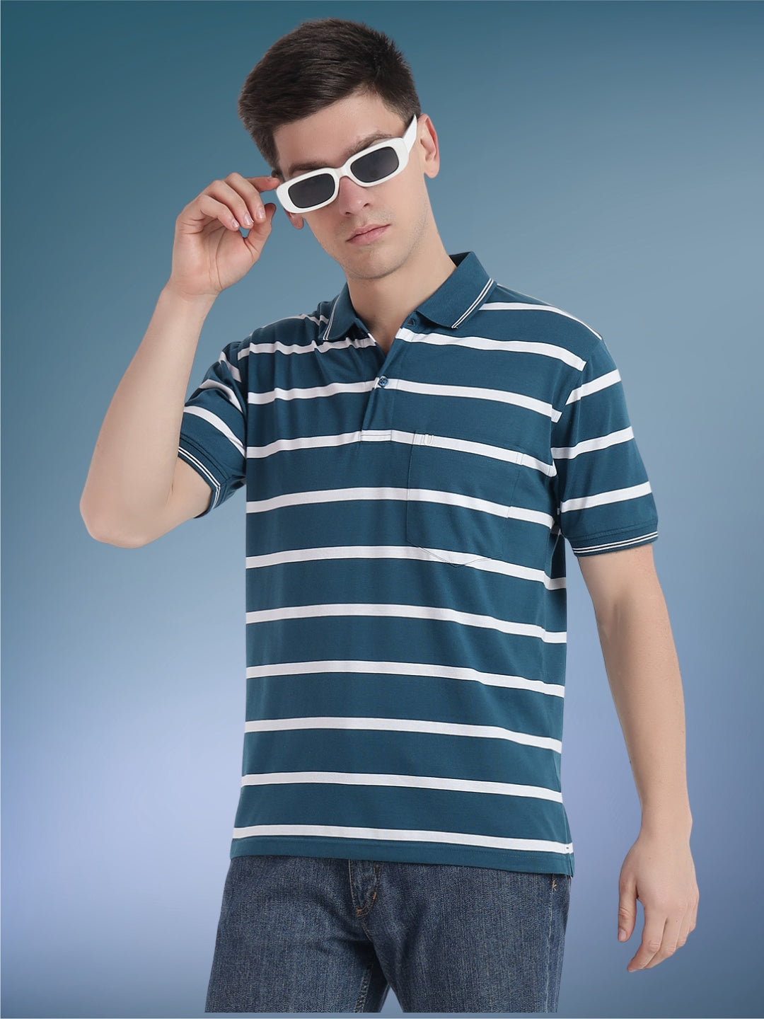 Men Striped Polo