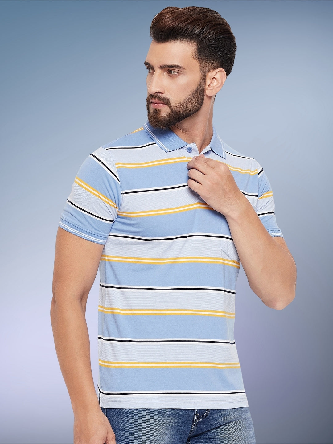 Men Striped Polo