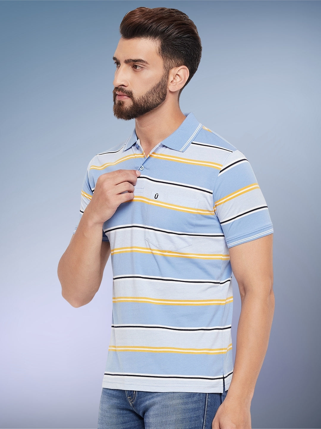 Men Striped Polo