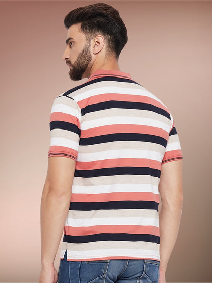 Men Striped Polo