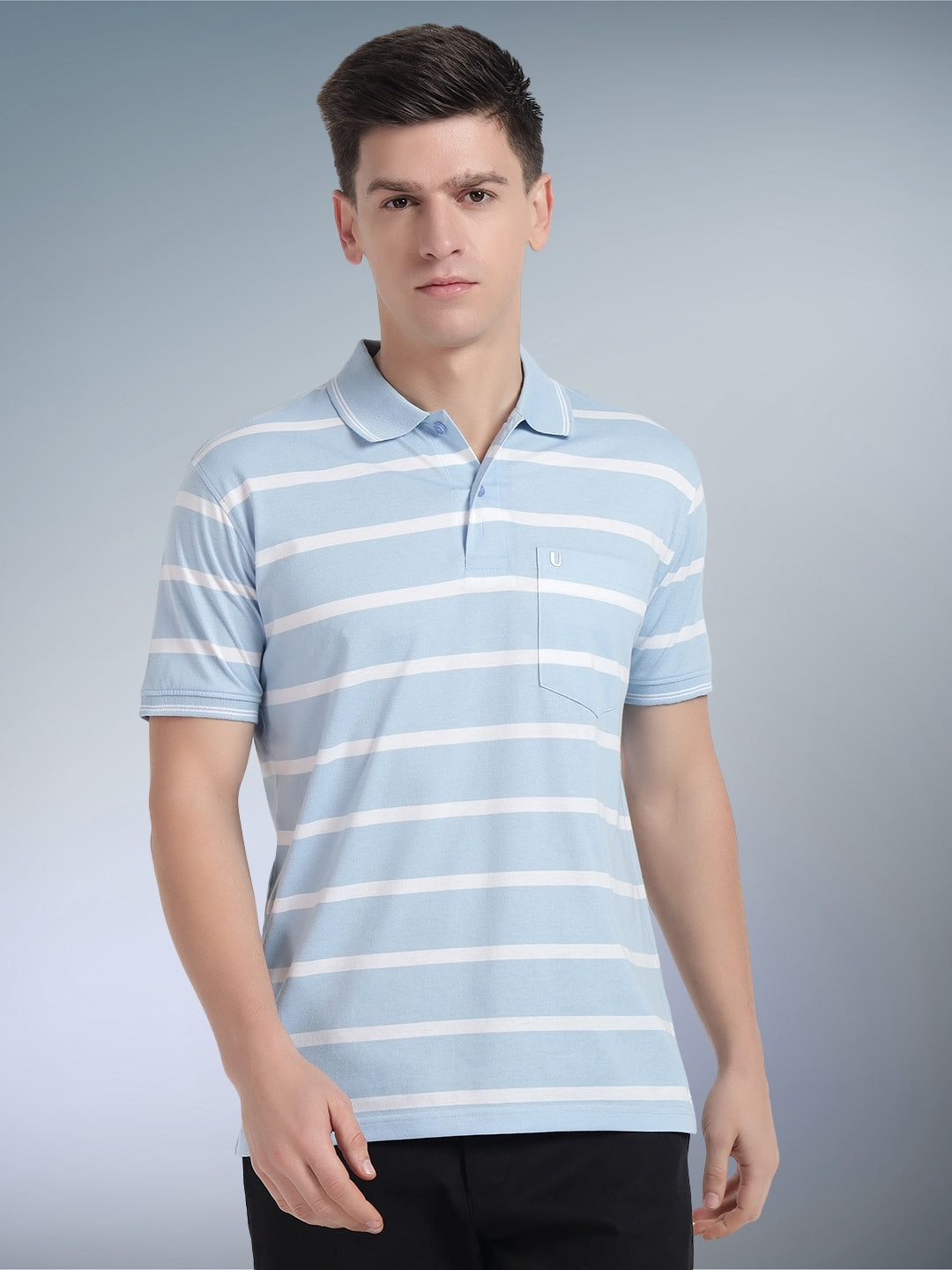 Men Striped Polo