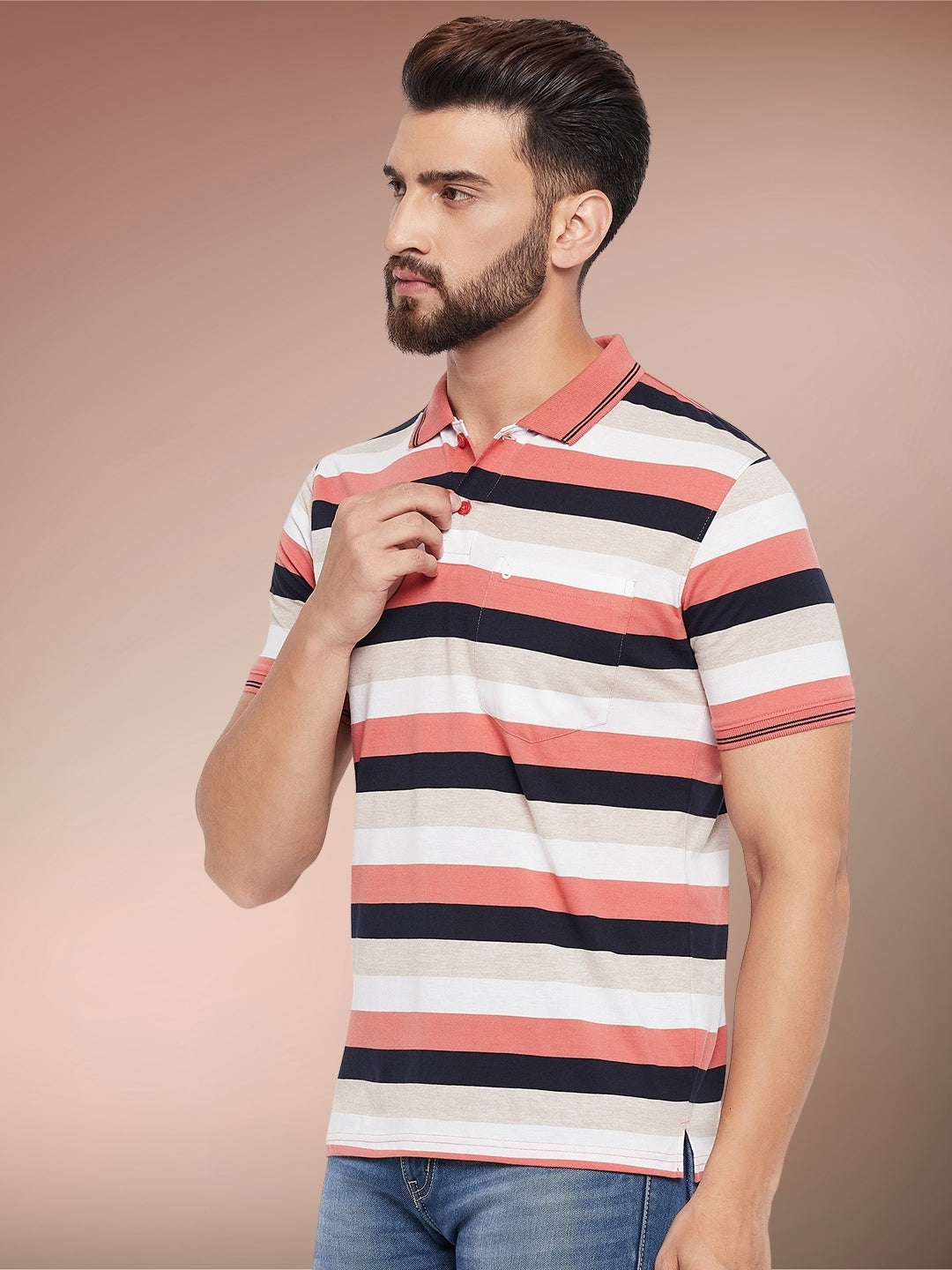 Men Striped Polo