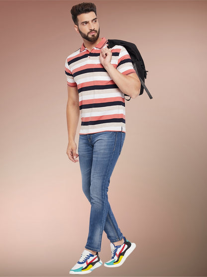 Men Striped Polo