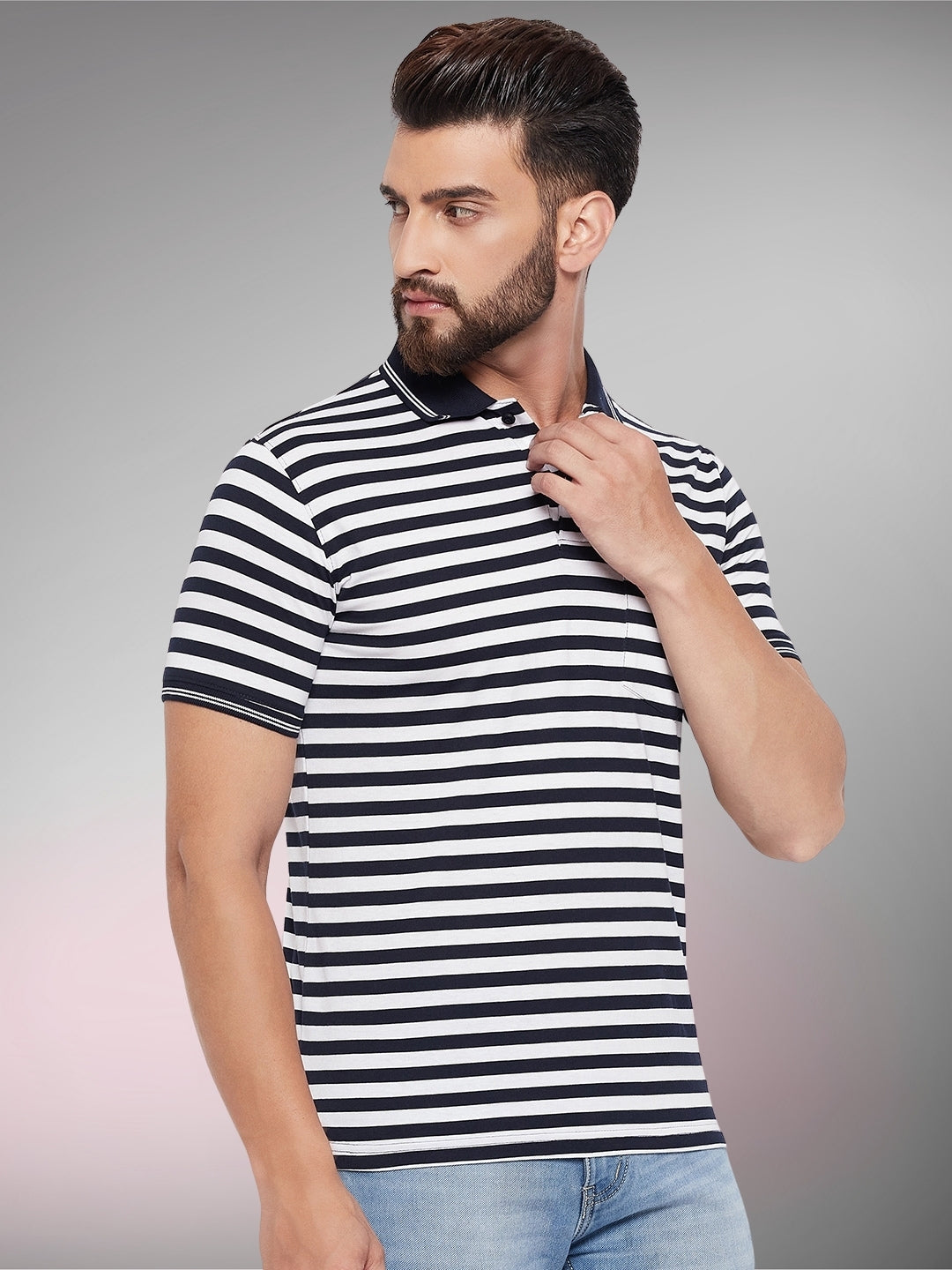Men Striped Polo