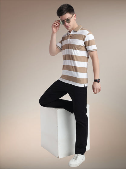 Men Striped Polo