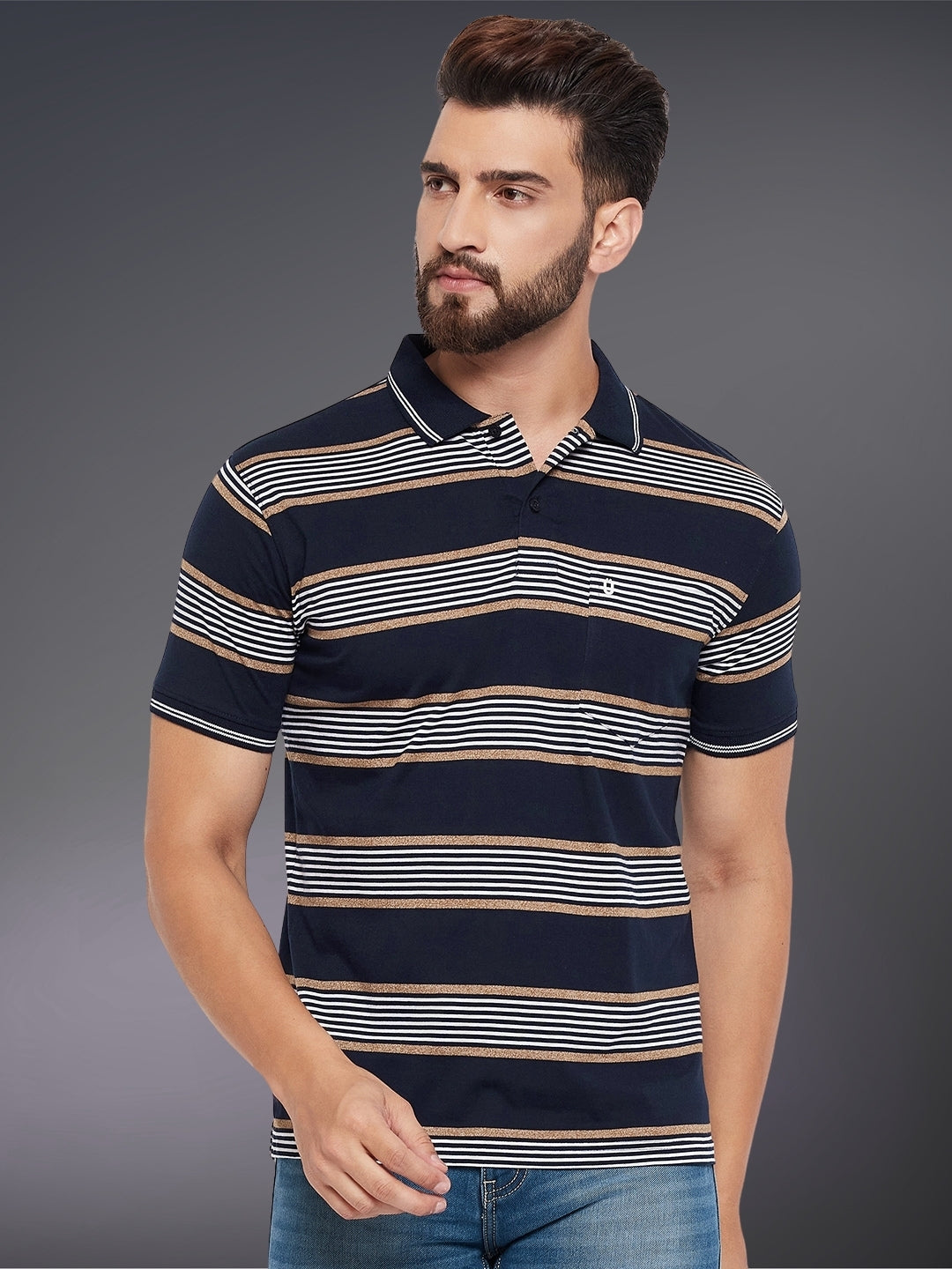 Men Striped Polo