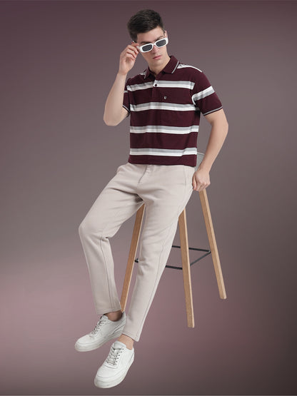 Men Striped Polo