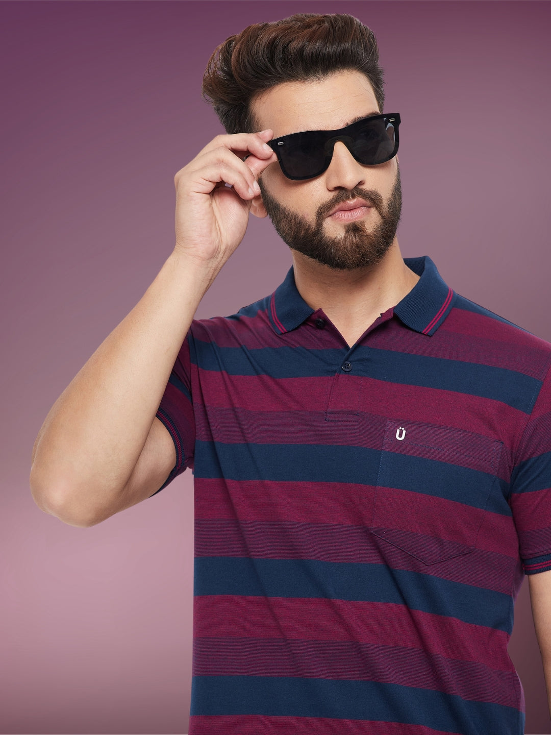 Men Striped Polo
