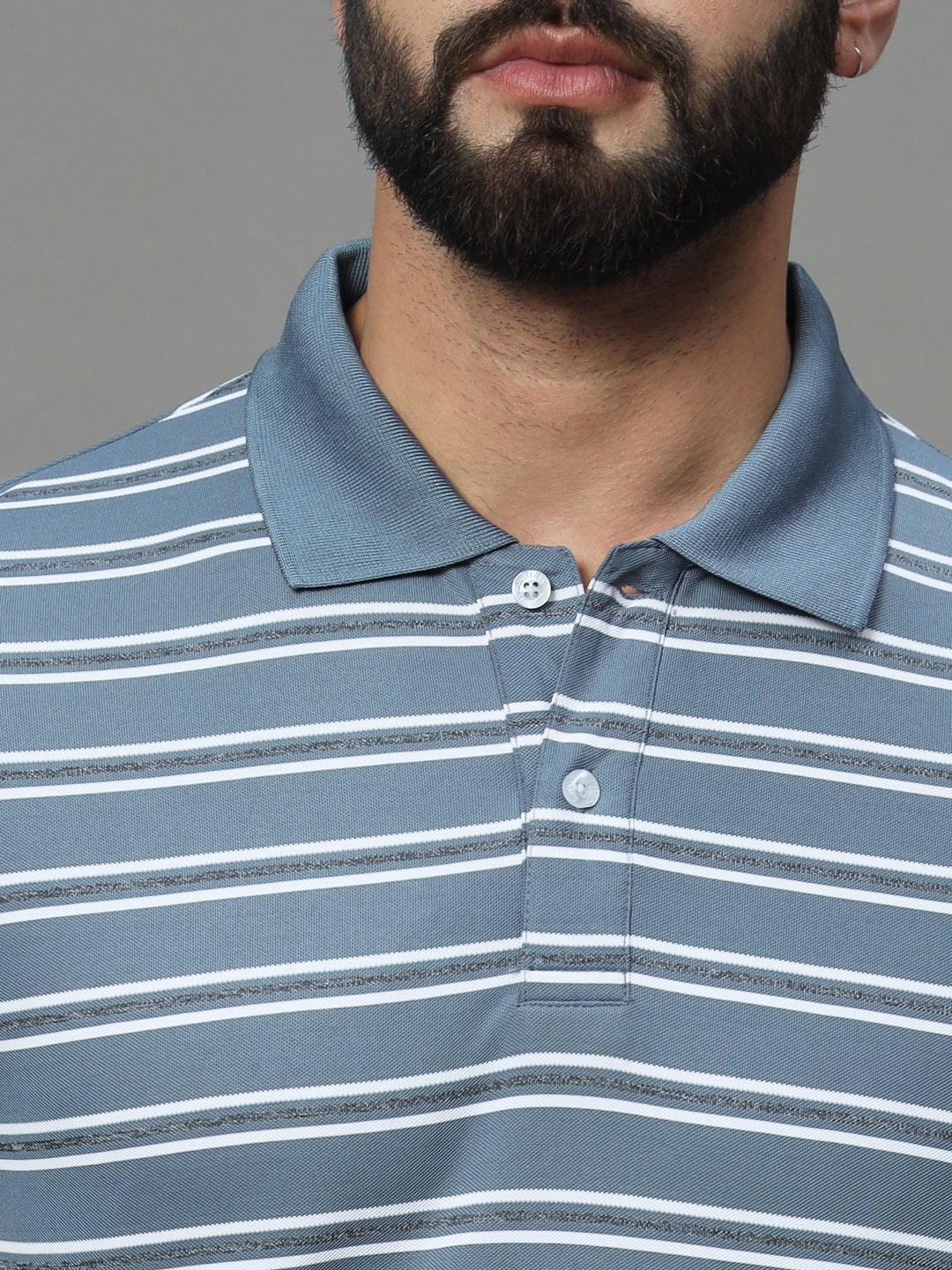 Men Activewear Striped Polo