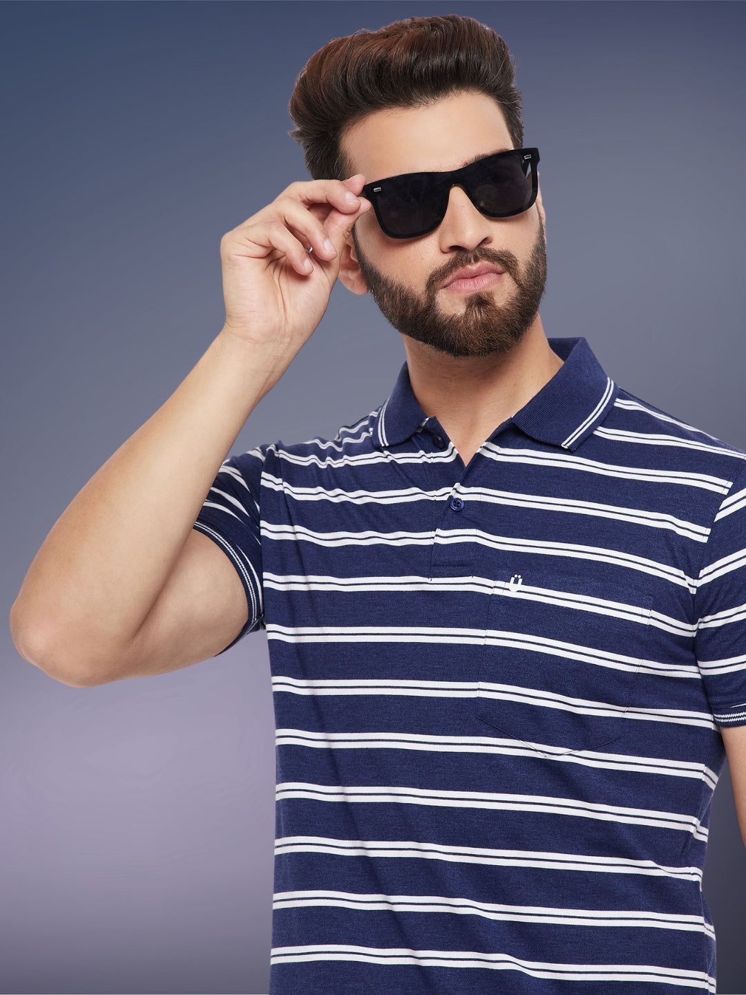 Men Striped Polo