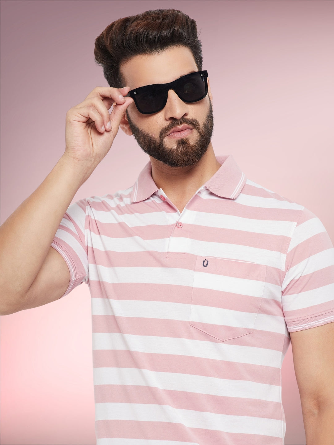 Men Striped Polo