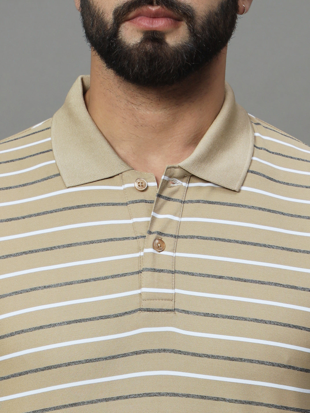 Men Activewear Striped Polo