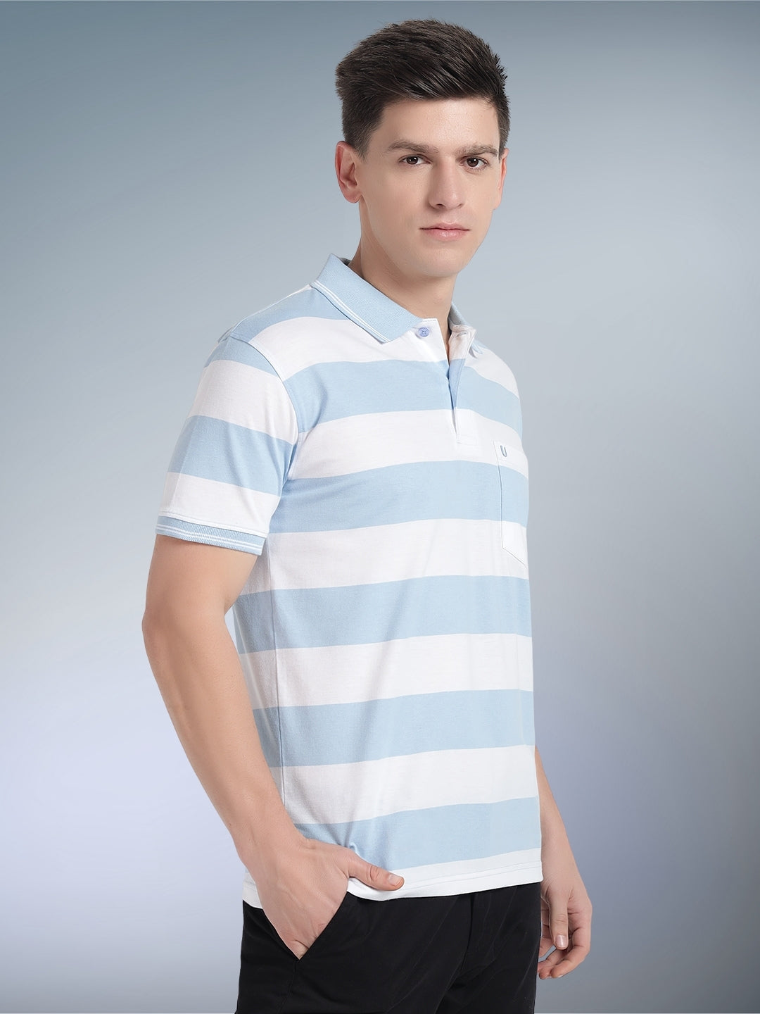 Men Striped Polo