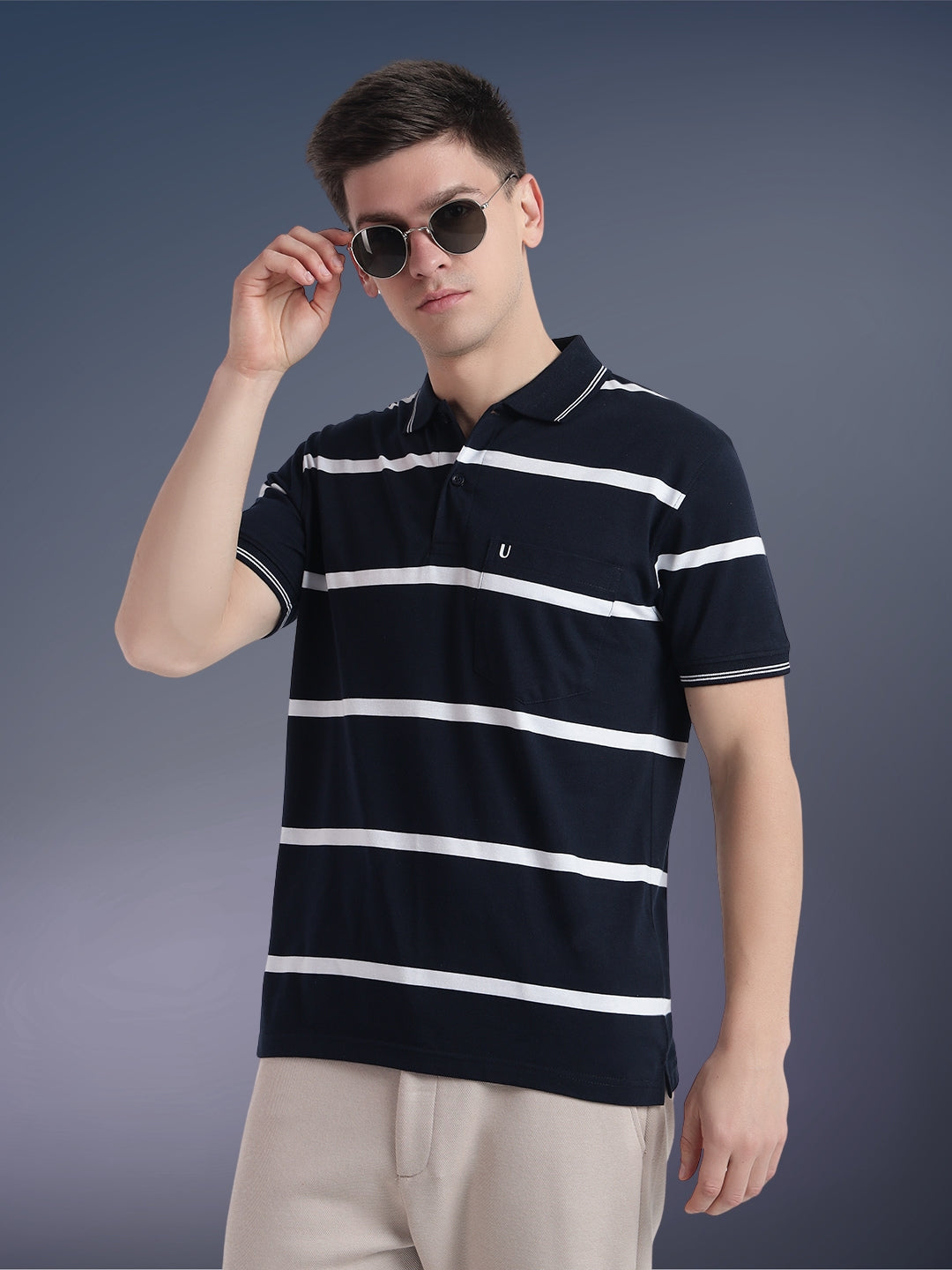 Men Striped Polo