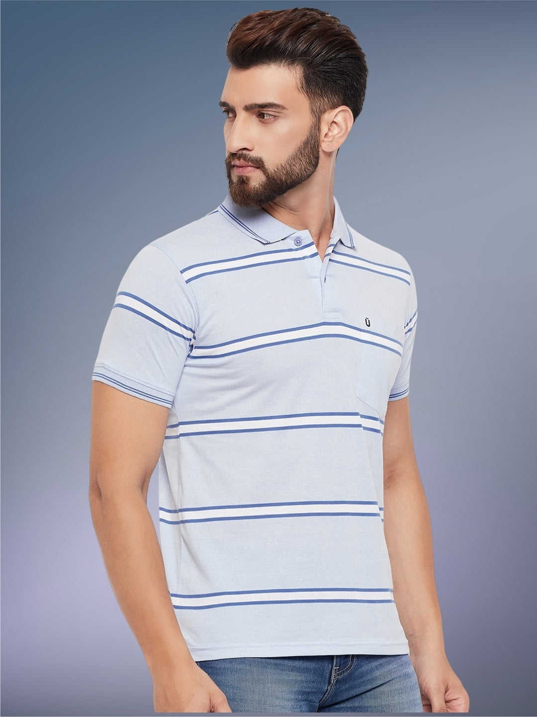Men Striped Polo