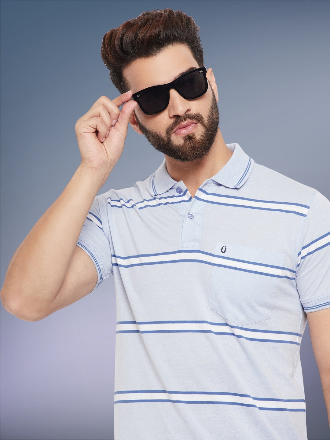 Men Striped Polo