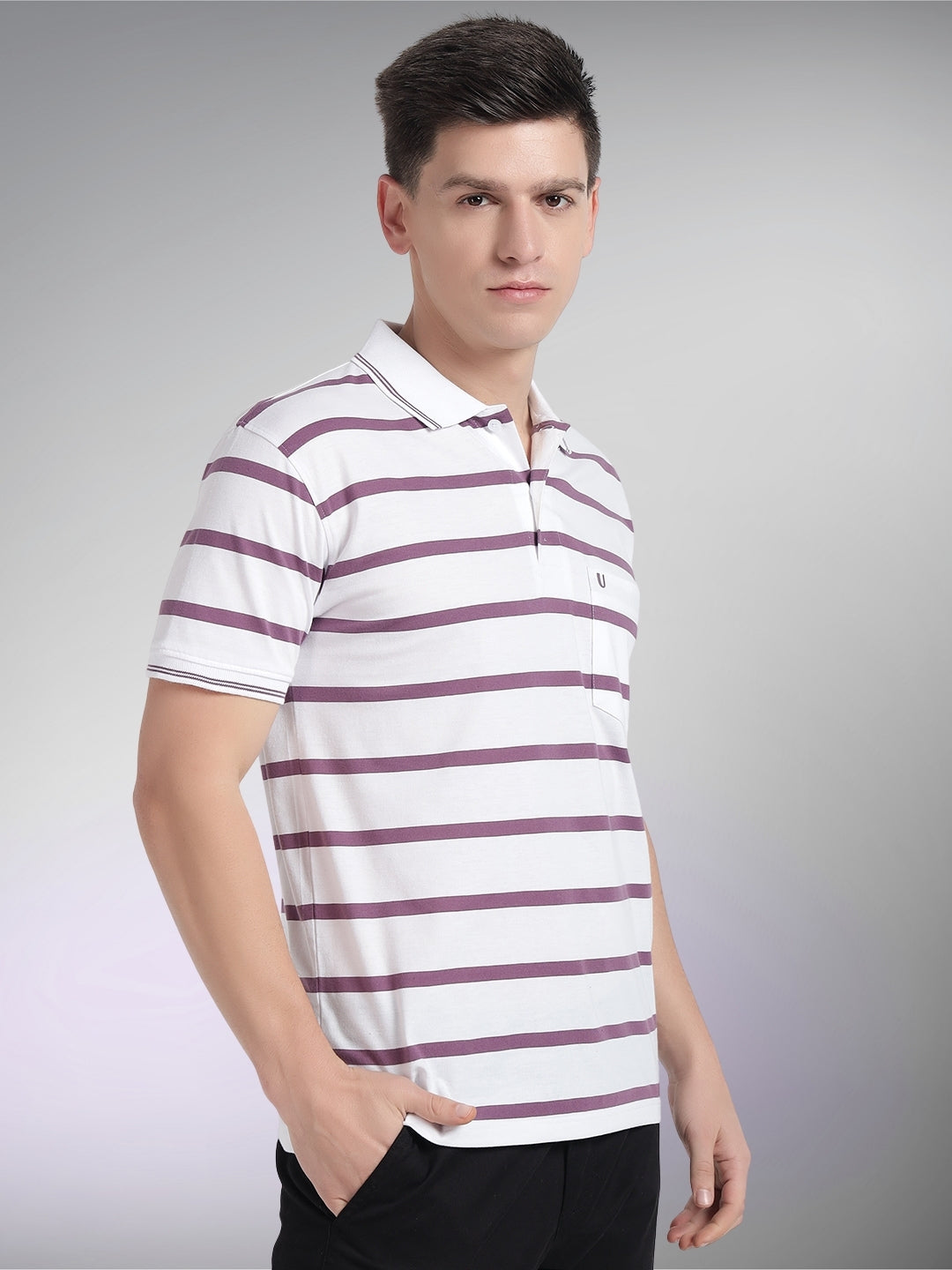 Men Striped Polo