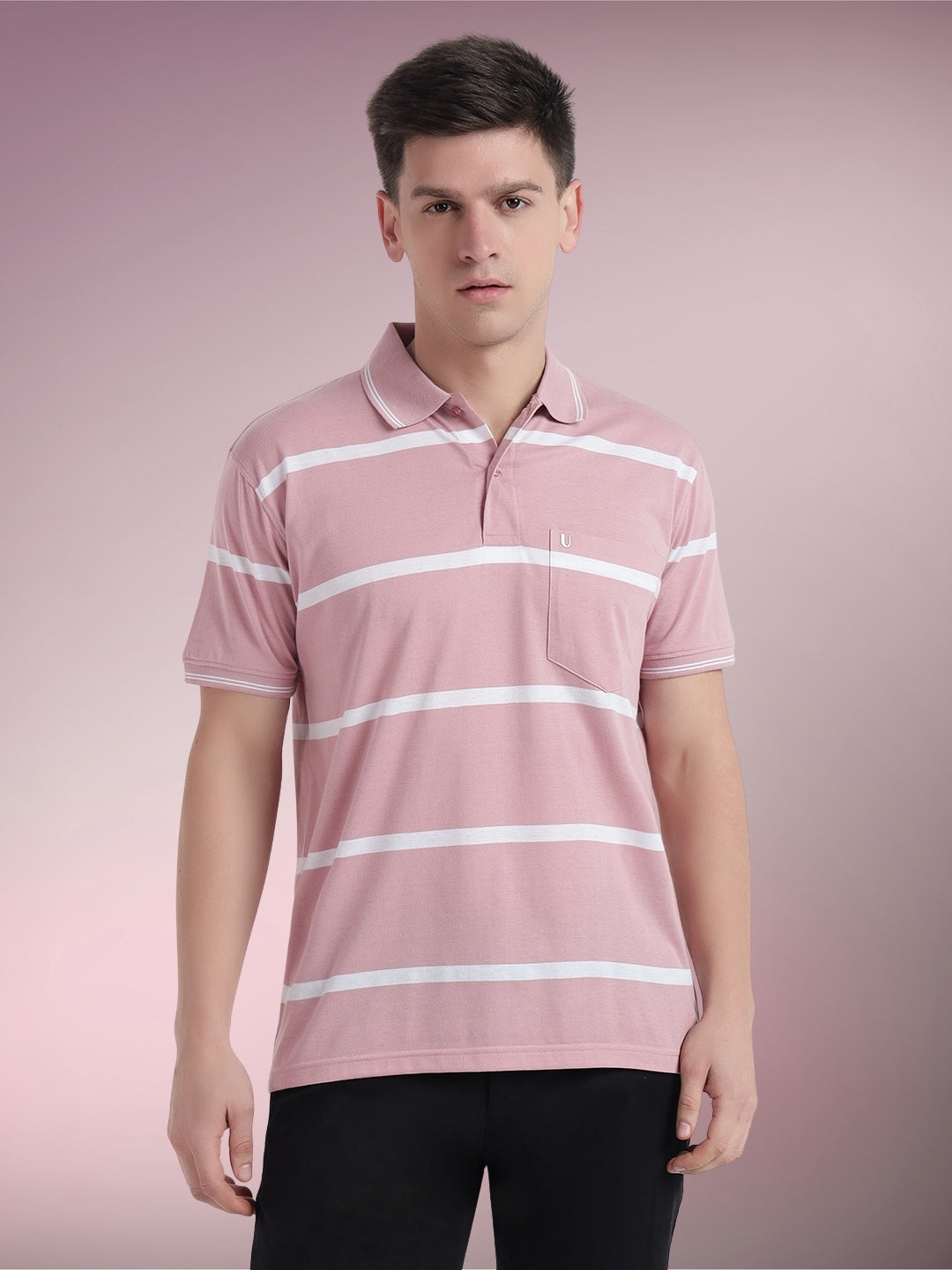 Men Striped Polo