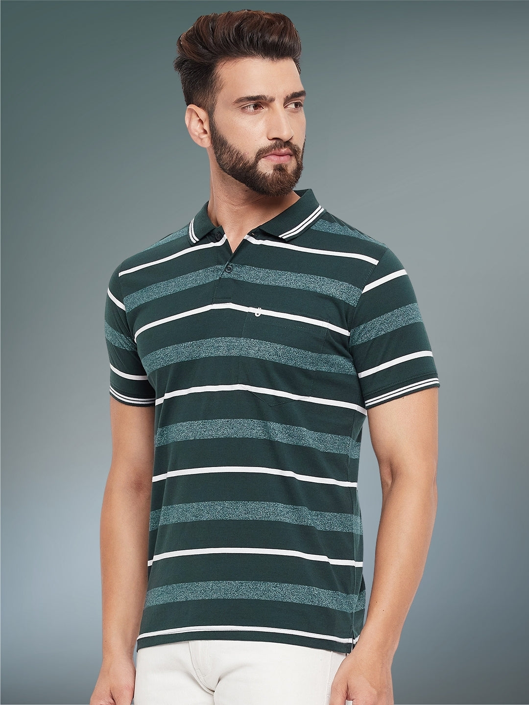 Men Striped Polo
