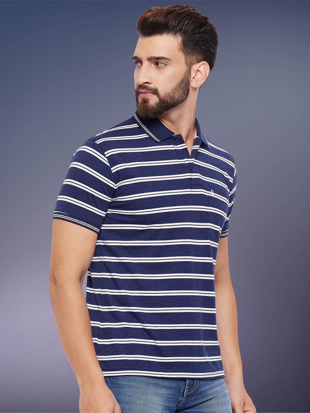 Men Striped Polo