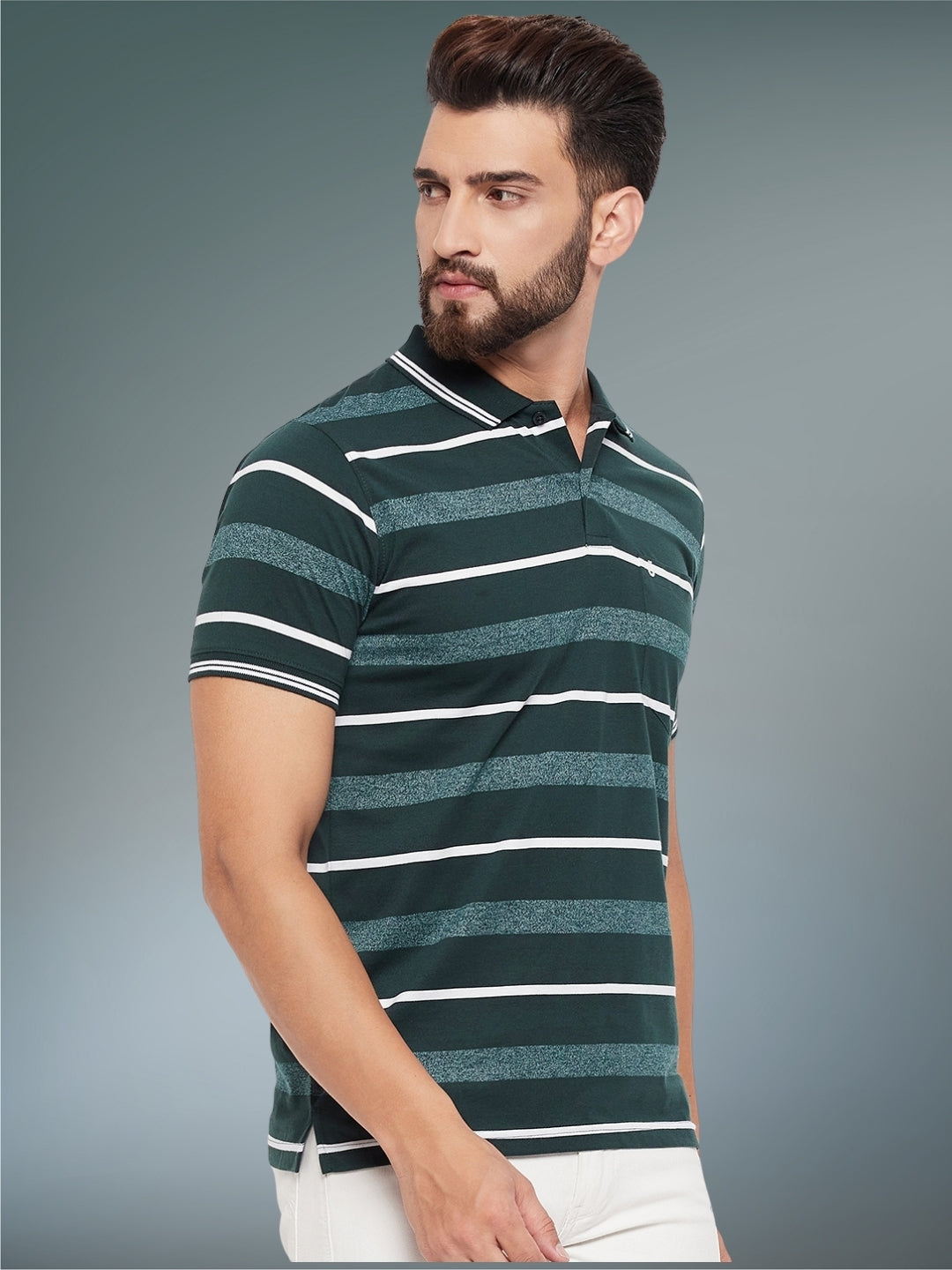 Men Striped Polo