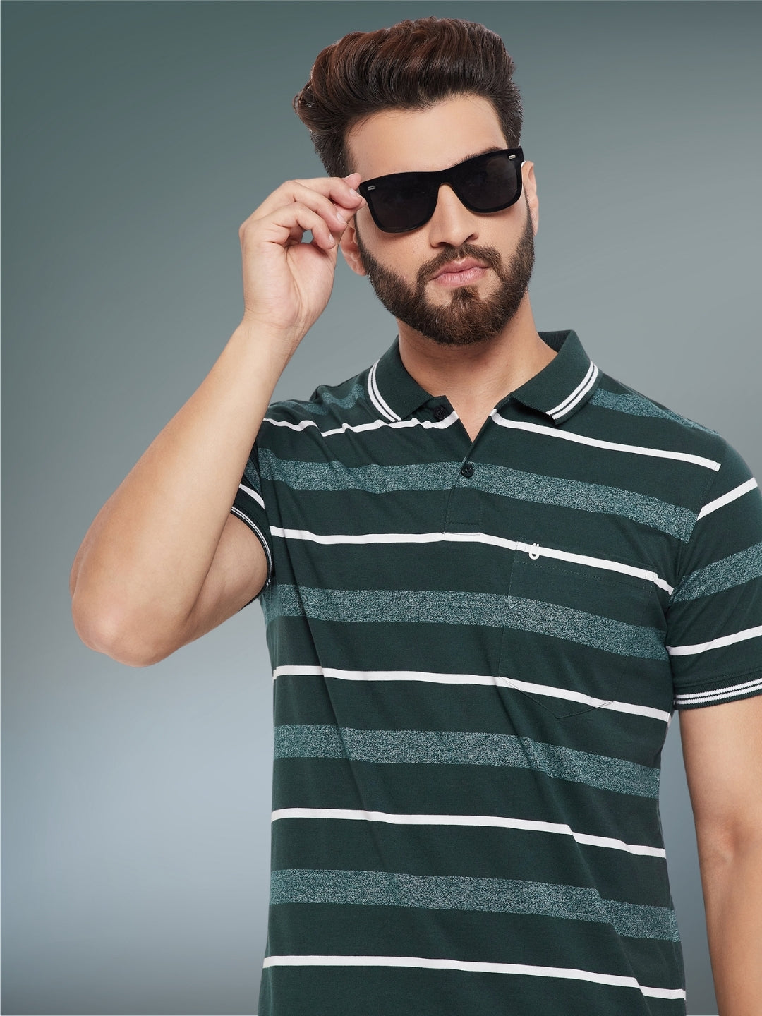 Men Striped Polo
