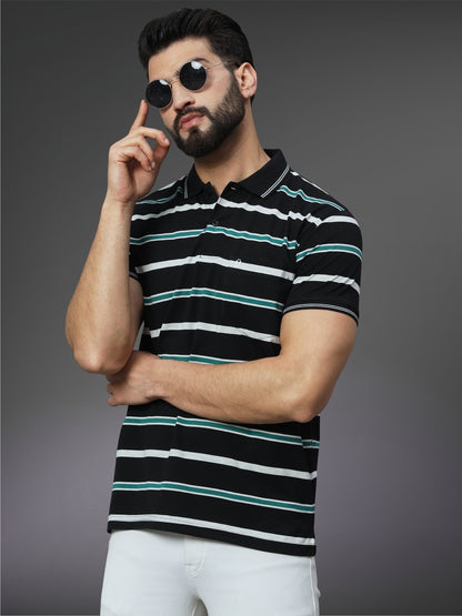 Men Striped Polo