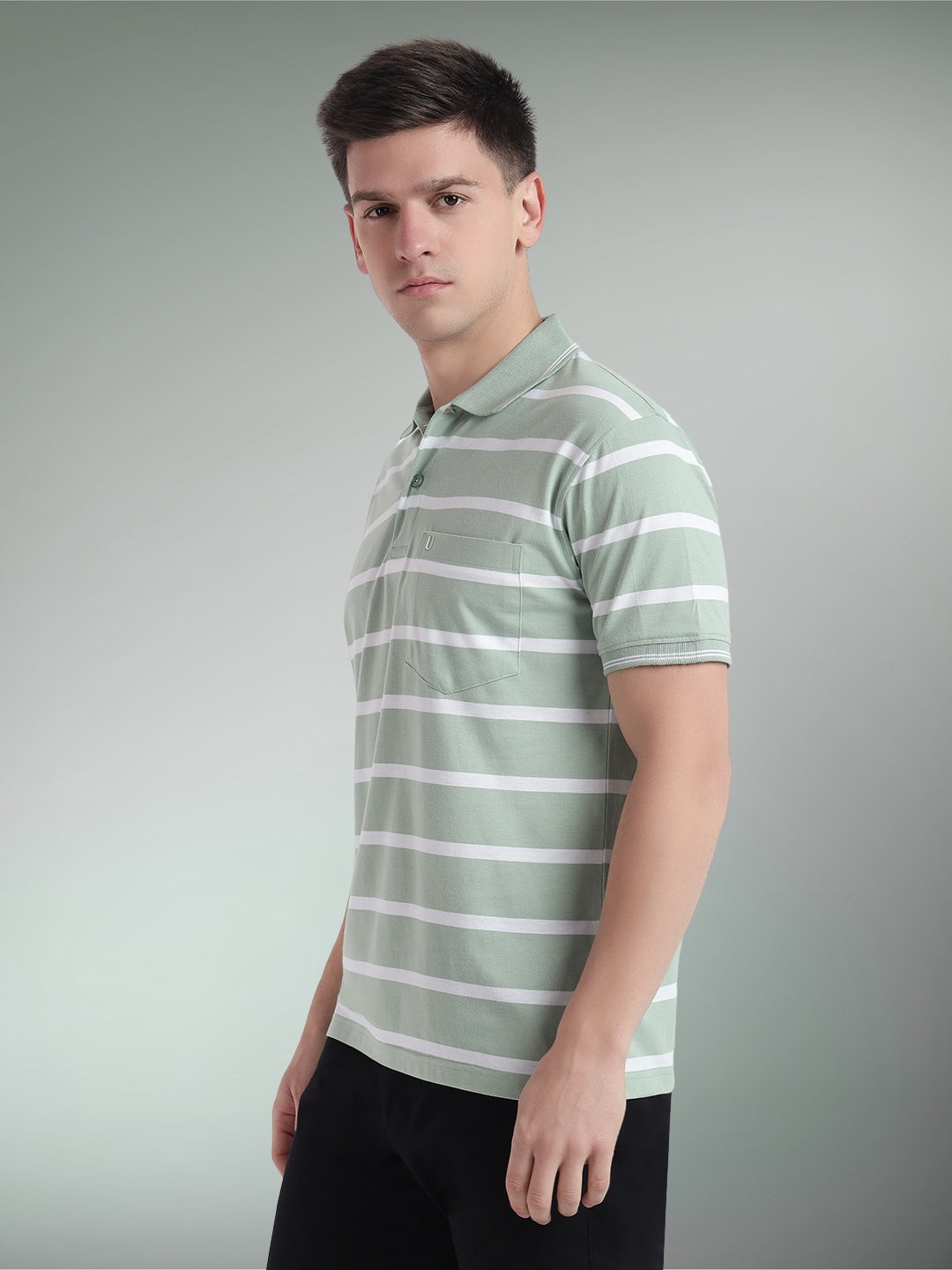 Men Striped Polo