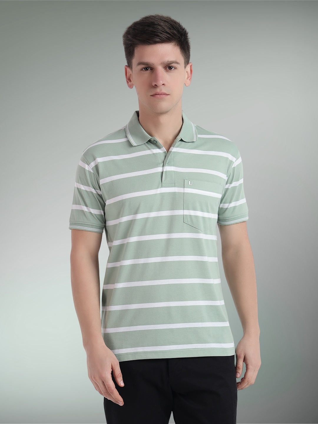 Men Striped Polo