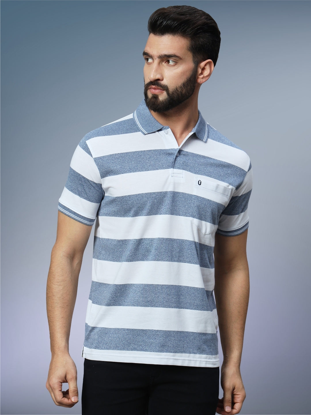 Men Striped Polo
