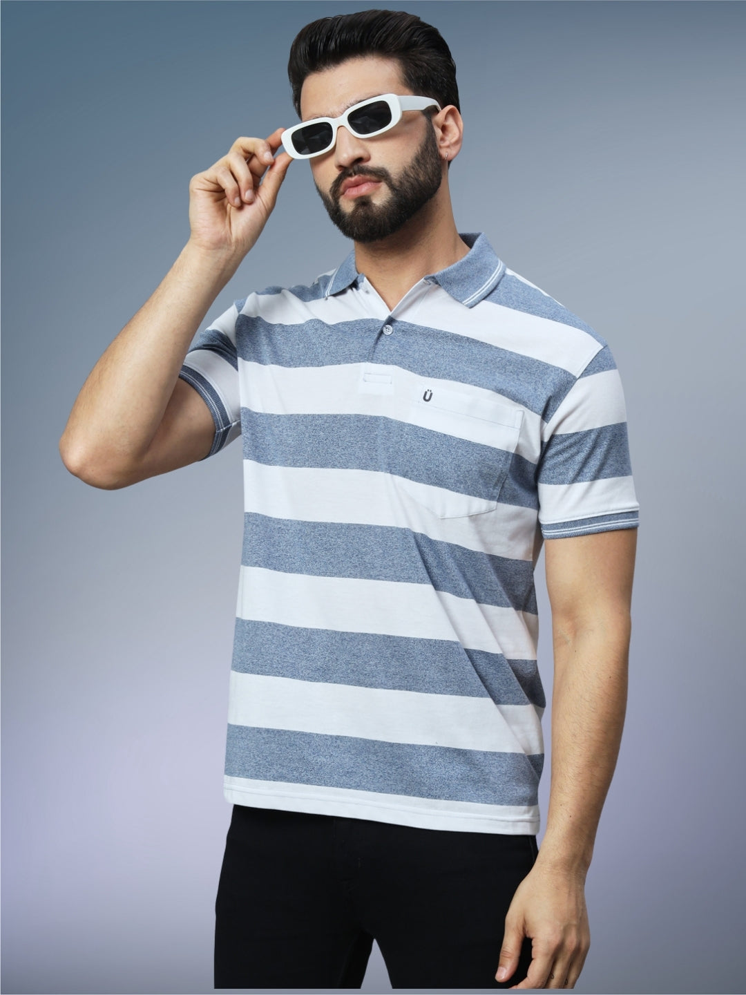 Men Striped Polo