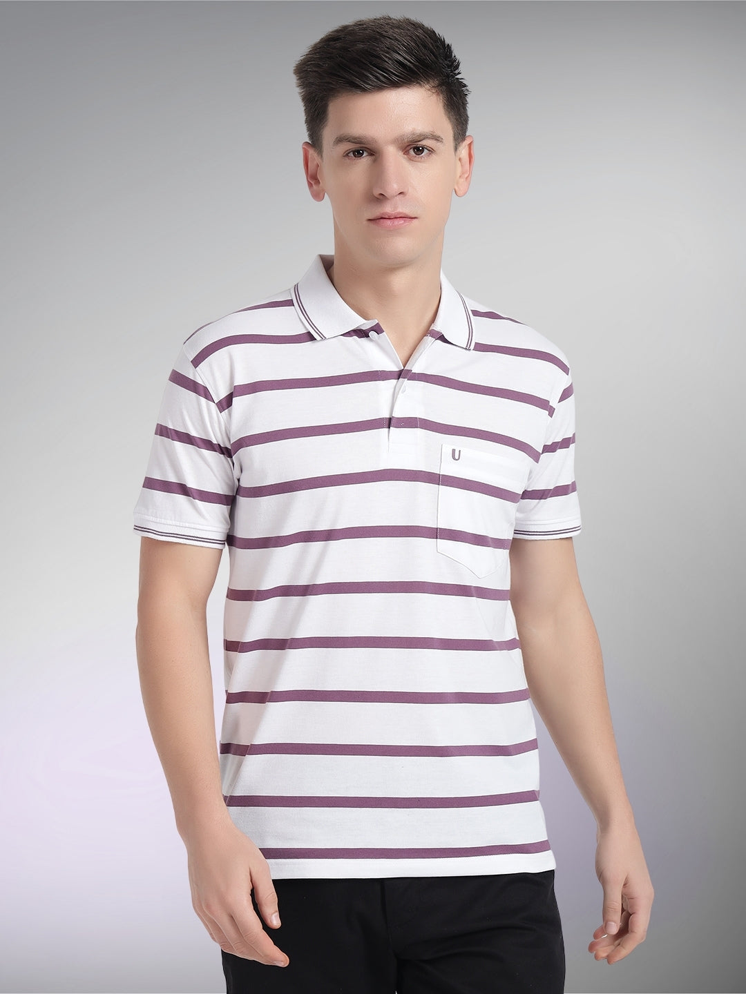Men Striped Polo