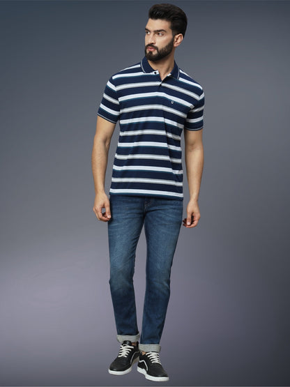 Men Striped Polo