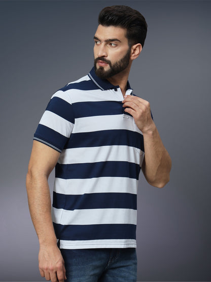 Men Striped Polo